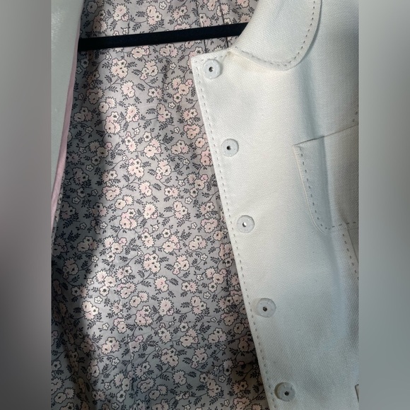 Boden Linen Cotton Lady Jacket Blazer  Winter White Peter Pan Collar Sz 10 - Picture 10 of 16